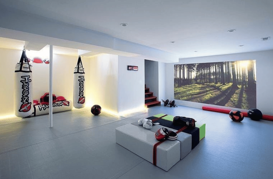 Basement convereted into a elegant home gym
